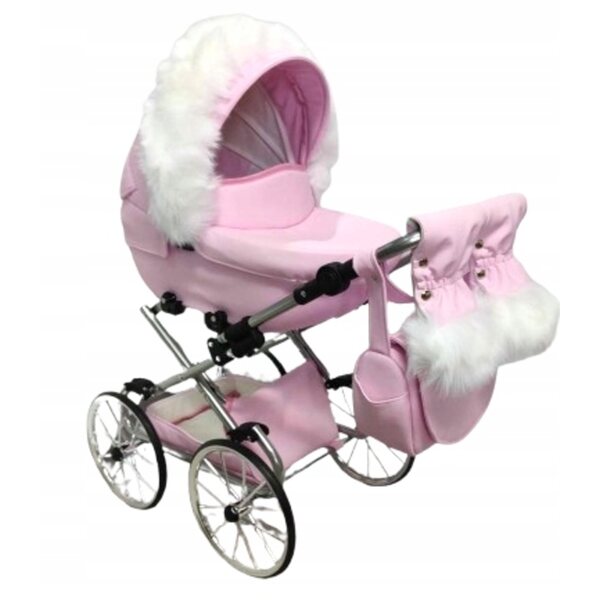 Großer Retro-Gondel-Kinderwagen für Jackmar DARSI-Puppen mit verstellbarem Griff und Zubehör
