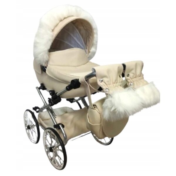 Großer Retro-Gondel-Kinderwagen für Jackmar DARSI-Puppen mit verstellbarem Griff und Zubehör