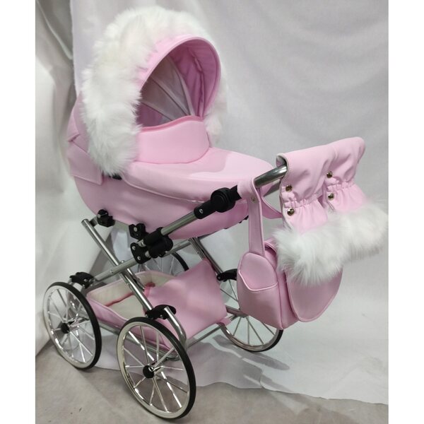 Großer Retro-Gondel-Kinderwagen für Jackmar DARSI-Puppen mit verstellbarem Griff und Zubehör