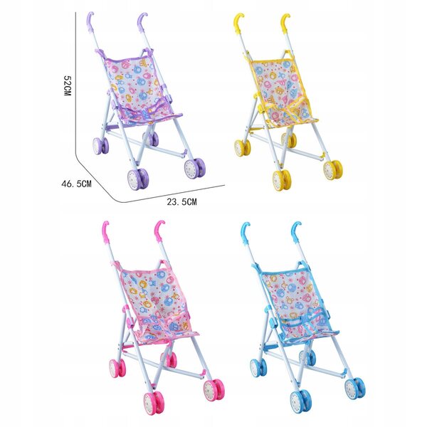 Passeggino per bambole Anek rosa, leggero e resistente, gioco per bambini 3+