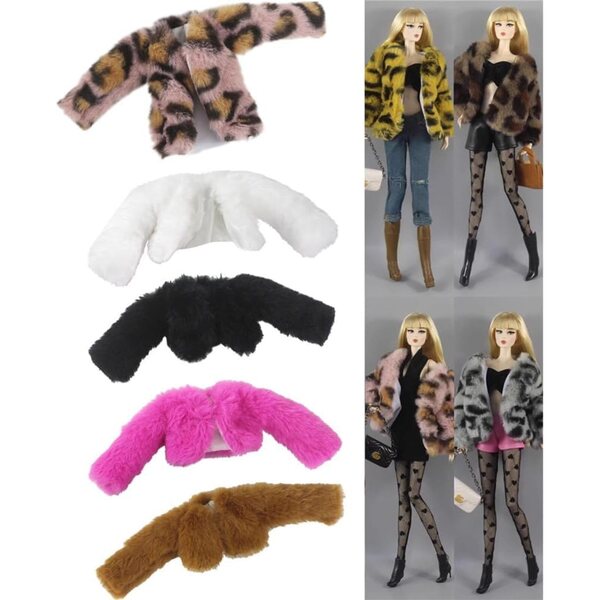 Kleidung für amerikanische Puppe 30 cm – Winter-Leoparden-Plüschjacke BJD 1/6