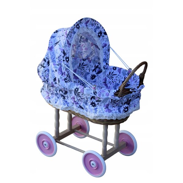 Puppenwagen aus Korbgeflecht mit Kissen und Bezug – Wiklinowe Cuda