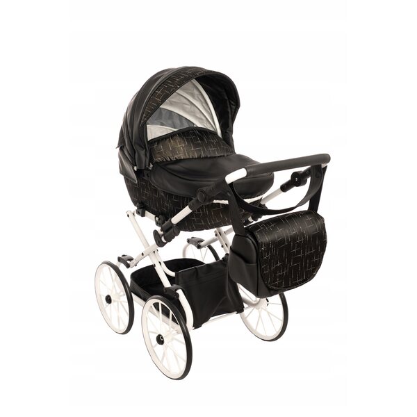 Grande Passeggino Retro per Bambole Jackmar Nero per Bambine 2-8 Anni