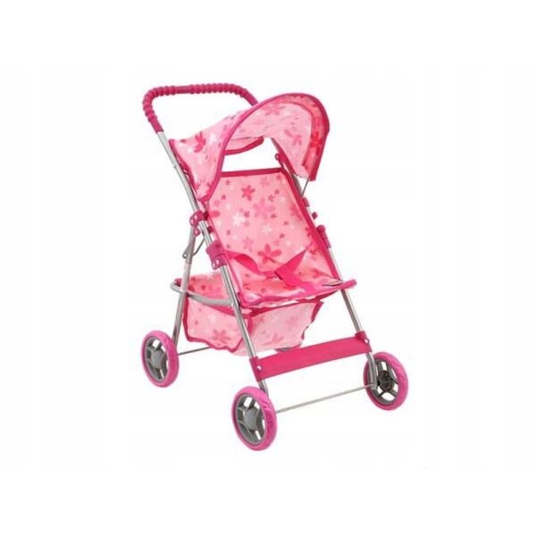 Puppenwagen Adar aus Holz mit rosa Tupfenmuster, 42 x 34 x 56 cm