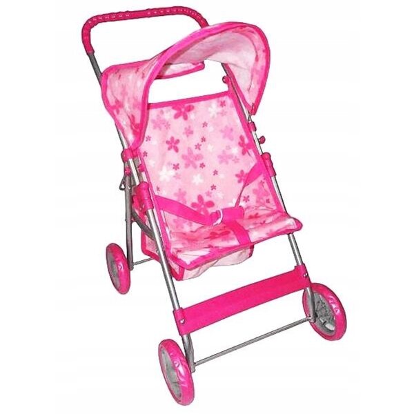 Puppenwagen Adar aus Holz mit rosa Tupfenmuster, 42 x 34 x 56 cm