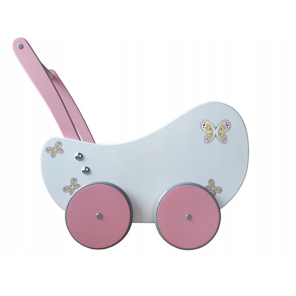 Kinderwagen aus Holz für Tomas-Puppen mit verstellbarem Griff und Gummirädern