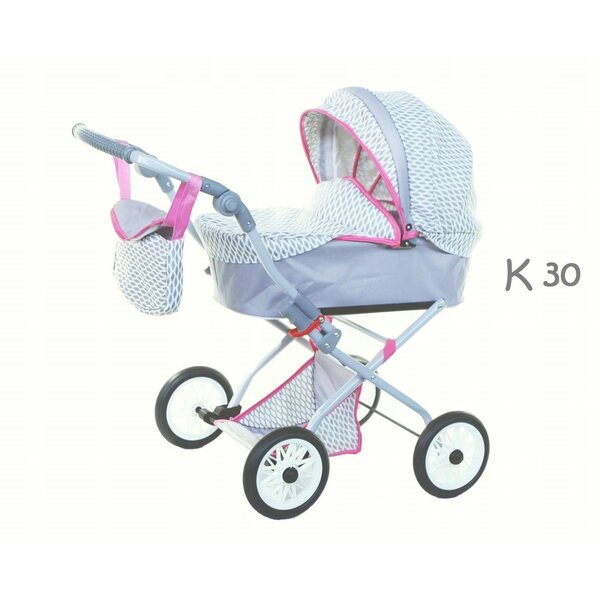 Passeggino per bambole Kasia: un passeggino profondo con maniglia regolabile e accessori