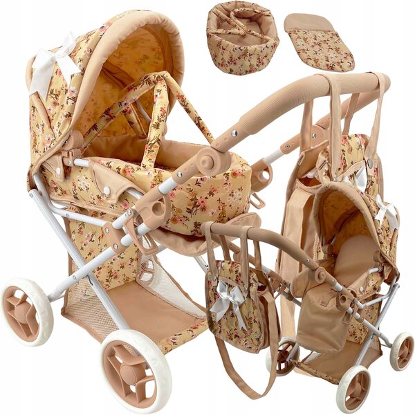 MarioToys 3-in-1-Multifunktions-Puppenwagen mit verstellbarer Tasche