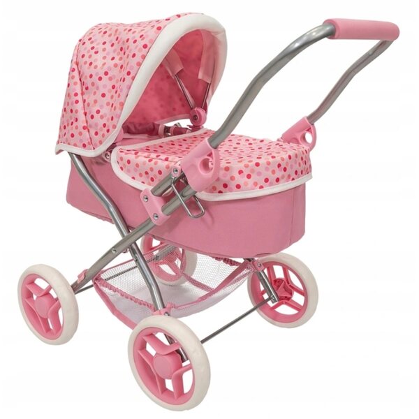 Rosa Rosie Baby Doll Kinderwagen mit Punkten, faltbar und geräumig