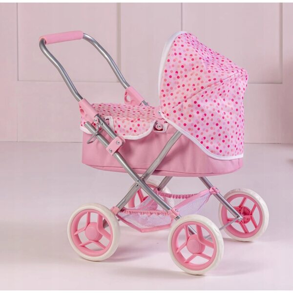 Rosa Rosie Baby Doll Kinderwagen mit Punkten, faltbar und geräumig