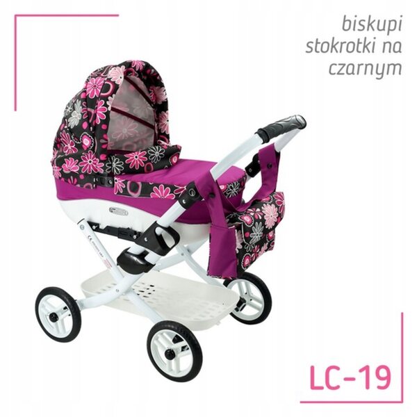 Adbor LILY LC-19 faltbarer Puppenwagen mit Tasche und Korb inklusive