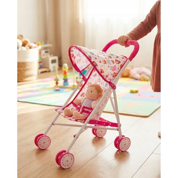 Opvouwbare poppenwagen 44 cm, lichtgewicht en geschikt vanaf 3 jaar