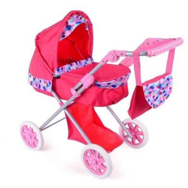 Ein tiefer Children's World Puppenwagen mit verstellbarem Griff und Tasche
