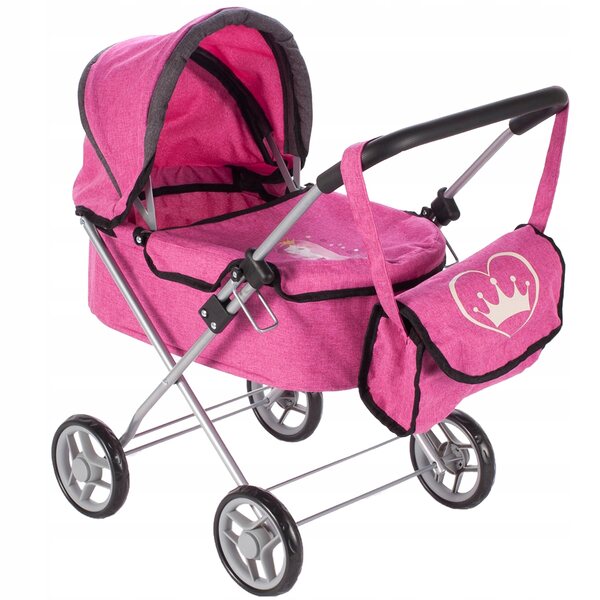 Deep MalPlay Puppenwagen mit Tasche und verstellbarem Griff rosa