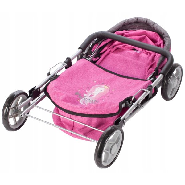 Passeggino per bambole MalPlay profondo con borsa e manico regolabile rosa
