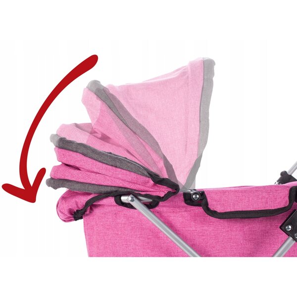 Passeggino per bambole MalPlay profondo con borsa e manico regolabile rosa