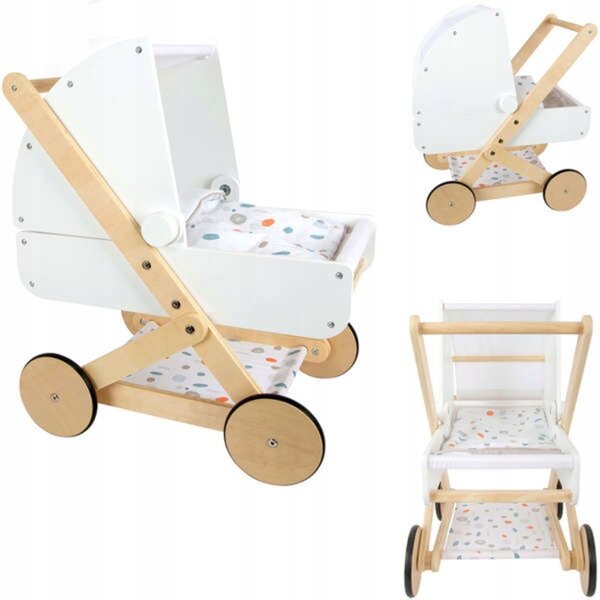 Puppenwagen aus Holz mit Bezug Small Foot 3+, Maße 48x35x56 cm