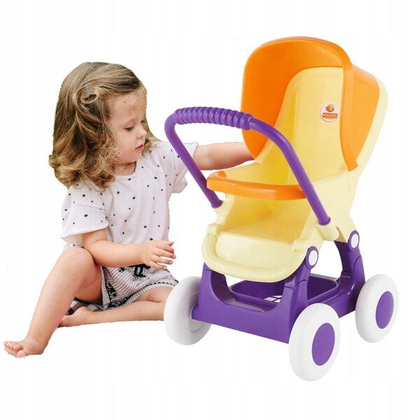 Polesie robuster und sicherer gelber Puppenwagen mit 4 Rädern für Kinder
