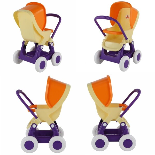 Polesie passeggino per bambole giallo 4 ruote robusto e sicuro per bambini