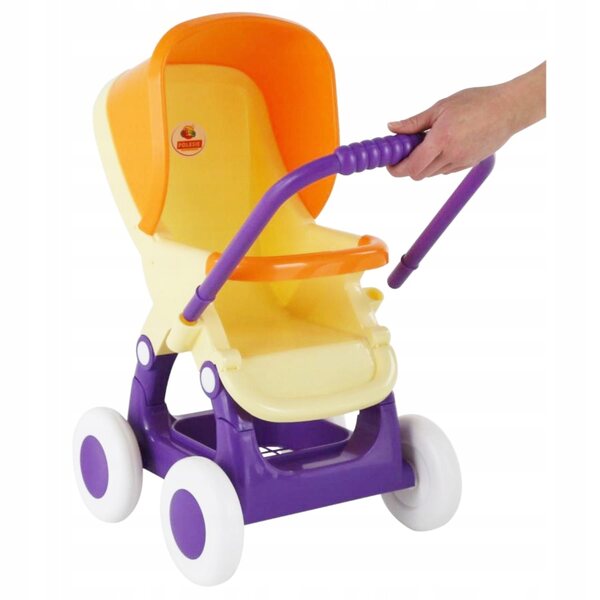 Polesie passeggino per bambole giallo 4 ruote robusto e sicuro per bambini