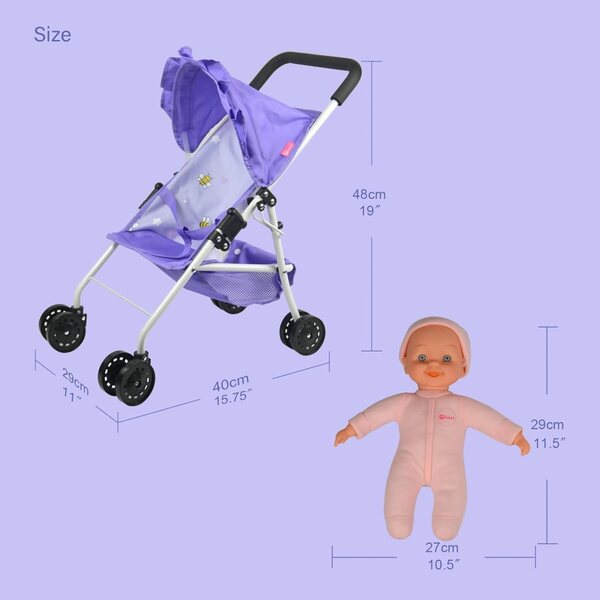 Passeggino per bambole Anivia 2 in 1 L400 set gioco creativo per bambini