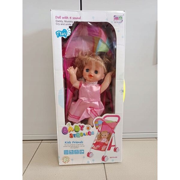 Nobo Kids Friends Puppenwagen mit Puppe und Geräuschen für Kinder ab 3 Jahren