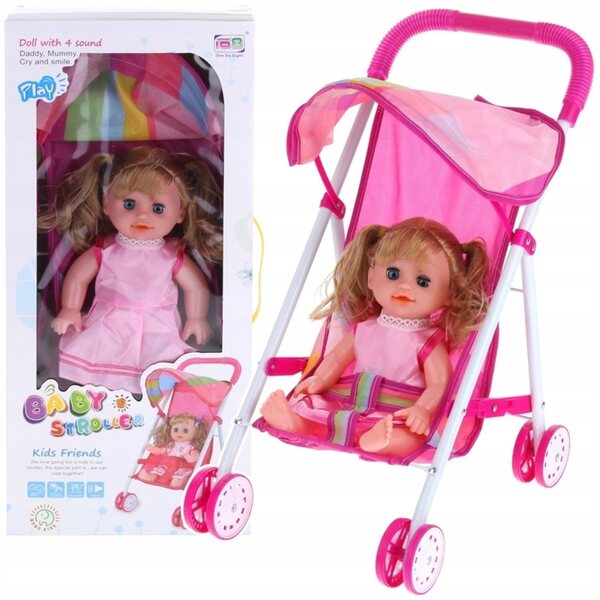 Nobo Kids Friends Puppenwagen mit Puppe und Geräuschen für Kinder ab 3 Jahren