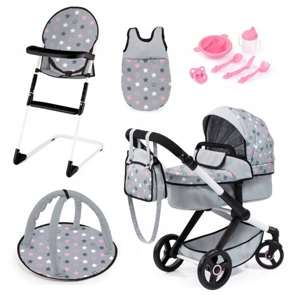 Bayer Design XEO 2in1 Puppenwagen grau mit Zubehör - Kinderset