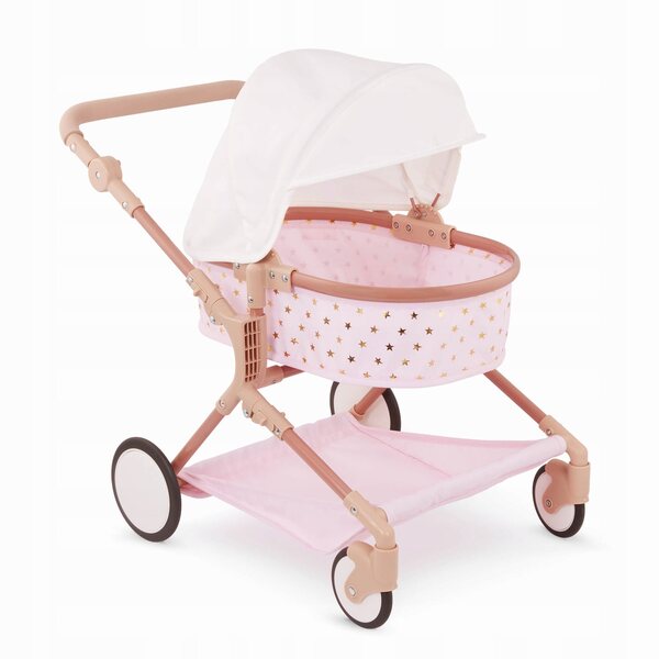 Doppelter, tief verstellbarer Kinderwagen für 35-cm-Puppen mit drehbaren Rädern