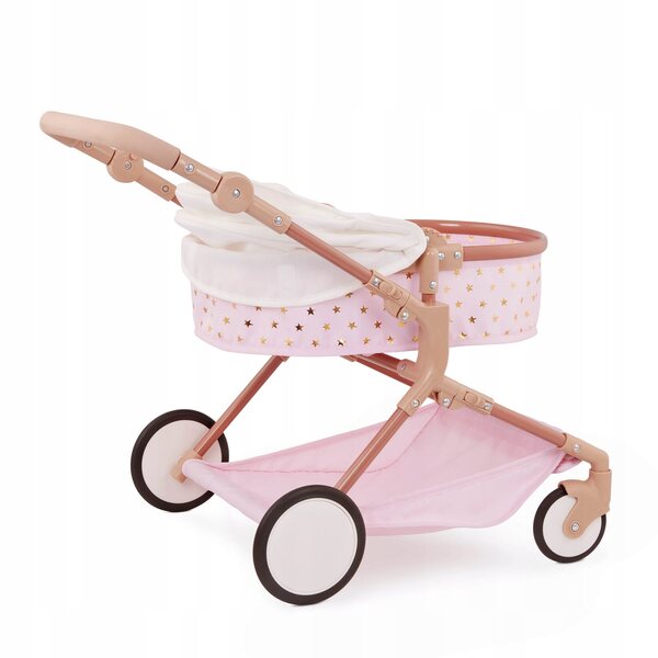 Doppelter, tief verstellbarer Kinderwagen für 35-cm-Puppen mit drehbaren Rädern