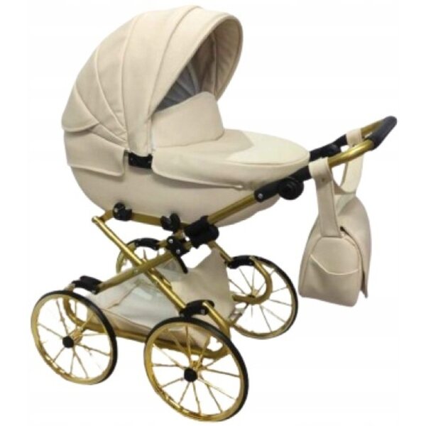 Passeggino per bambole retro dorato e beige Jackmar Darsi per bambine