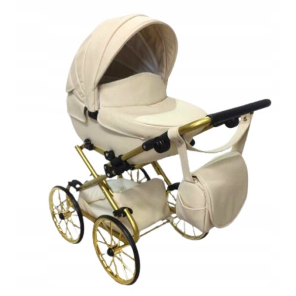 Passeggino per bambole retro dorato e beige Jackmar Darsi per bambine