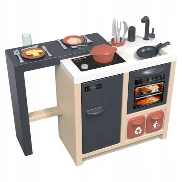 Smoby Spielzeug-Kücheninsel mit Backofen, Spüle und Kühlschrank + Zubehör