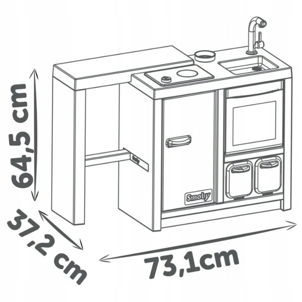 Smoby Spielzeug-Kücheninsel mit Backofen, Spüle und Kühlschrank + Zubehör