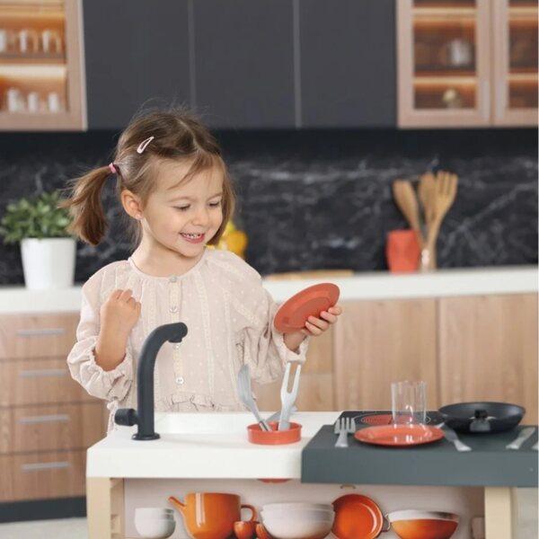 Smoby Spielzeug-Kücheninsel mit Backofen, Spüle und Kühlschrank + Zubehör