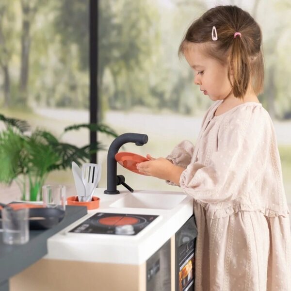 Smoby Spielzeug-Kücheninsel mit Backofen, Spüle und Kühlschrank + Zubehör