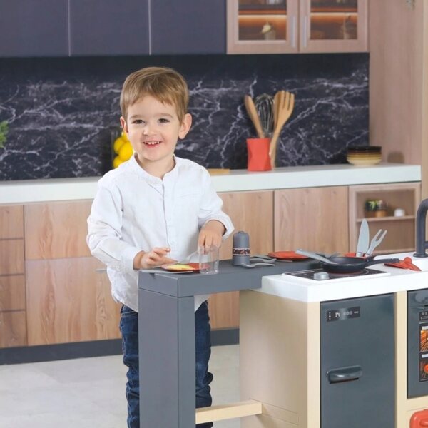 Smoby Spielzeug-Kücheninsel mit Backofen, Spüle und Kühlschrank + Zubehör