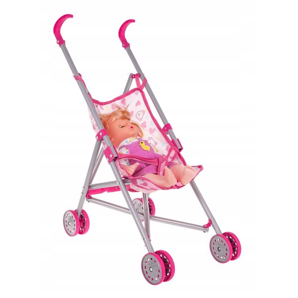 3-in-1-Puppenset mit Kinderwagen, Schaukel und Schaukelstuhl für Kinder ab 3 Jahren
