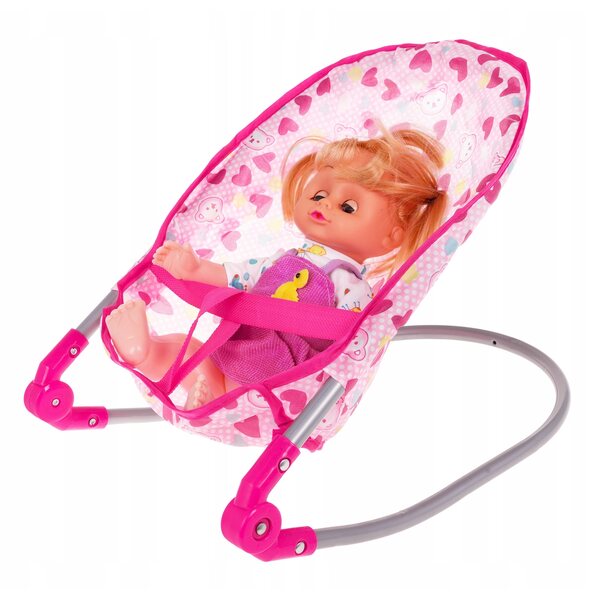 3-in-1-Puppenset mit Kinderwagen, Schaukel und Schaukelstuhl für Kinder ab 3 Jahren