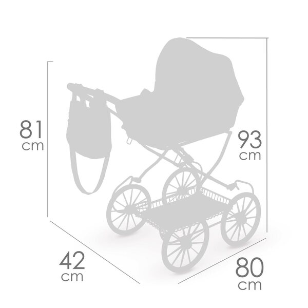 DeCuevas Vintage 2025 Zusammenklappbarer Puppenwagen mit Tasche und Zubehör, 81 cm