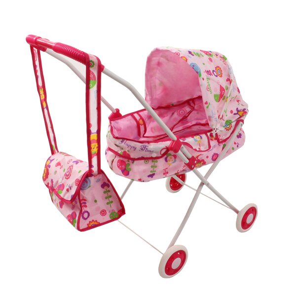 Bigtoys weißer und rosafarbener Puppenwagen für Kinder ab 3 Jahren