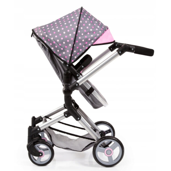 BAYER Design Neo Vario 2 in 1 grau-rosa Puppenwagen mit verstellbarem Griff