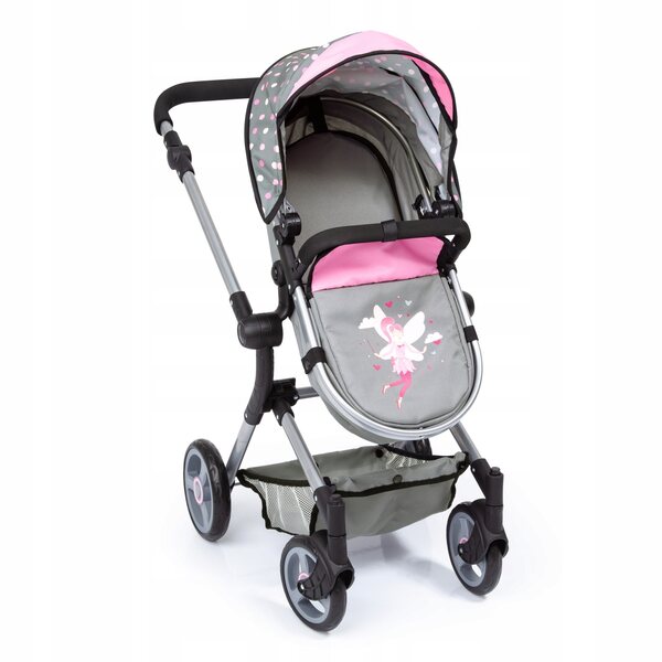 BAYER Design Neo Vario 2 in 1 grau-rosa Puppenwagen mit verstellbarem Griff