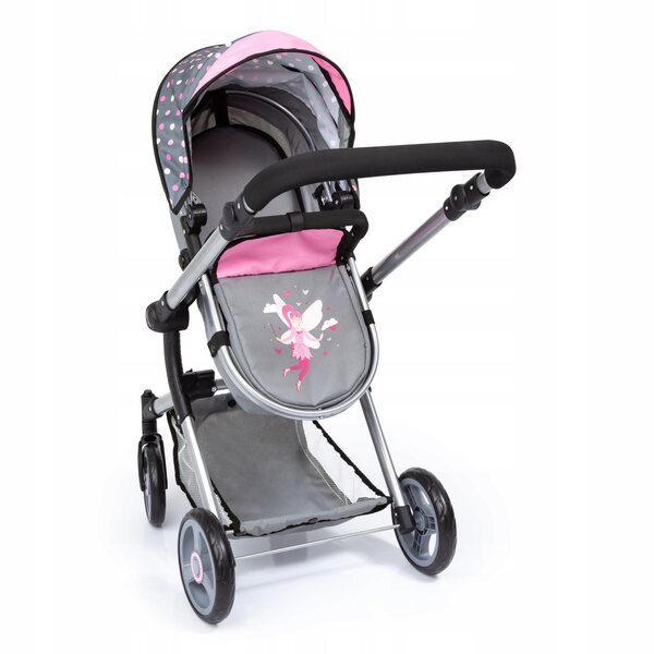 BAYER Design Neo Vario 2 in 1 grau-rosa Puppenwagen mit verstellbarem Griff