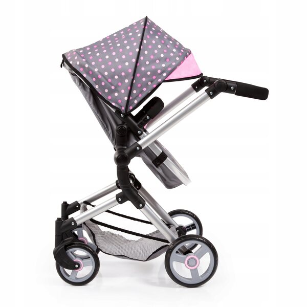 BAYER Design Neo Vario 2 in 1 grau-rosa Puppenwagen mit verstellbarem Griff