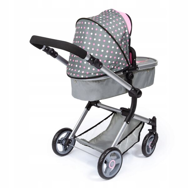 BAYER Design Neo Vario 2 in 1 grau-rosa Puppenwagen mit verstellbarem Griff