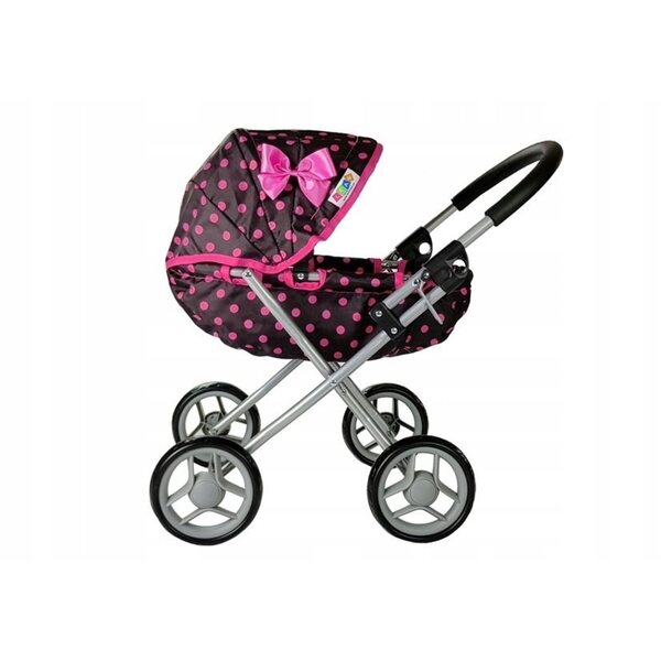 LEAN Toys Alice Puppenwagen in tiefrosa Polka Dots mit Zubehör