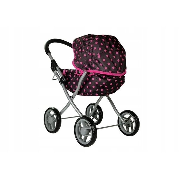 LEAN Toys Alice Puppenwagen in tiefrosa Polka Dots mit Zubehör