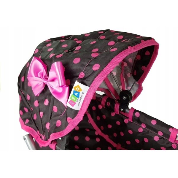 LEAN Toys Alice Puppenwagen in tiefrosa Polka Dots mit Zubehör