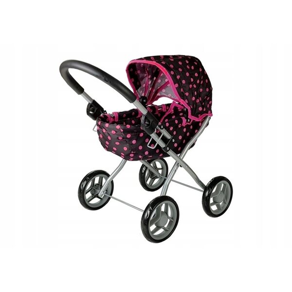 LEAN Toys Alice Puppenwagen in tiefrosa Polka Dots mit Zubehör